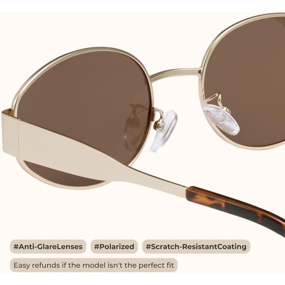 Retro Polarized Grey Gold Sunglasses UV400 Protection Oval Metal Soft Frame main image 4